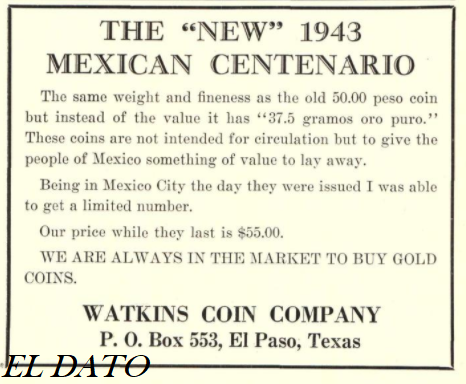 50 pesos centenario 1943